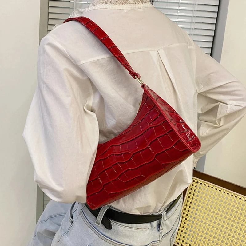 Mode PU Leder Taschen für Frauen Alligator Muster Achsel Handtasche Weibliche Kleine Unterarm Messenger Tasche Geldbörse