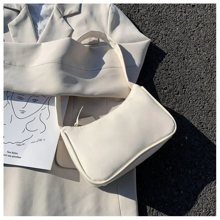 Retro Unterarmtasche Damen Schleife Handtasche PU Leder Baguette Tasche Umhängetasche im westlichen Stil Achselfeuchtigkeit