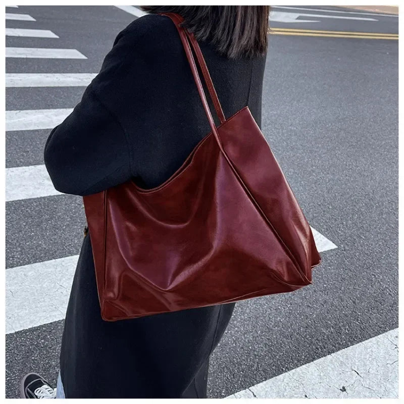 Frauen Einkaufstasche Mode Unterarm Tasche Große Kapazität Weiche Pu Leder Schulter Tasche Retro Umhängetasche Casual Tragbare BucketBags