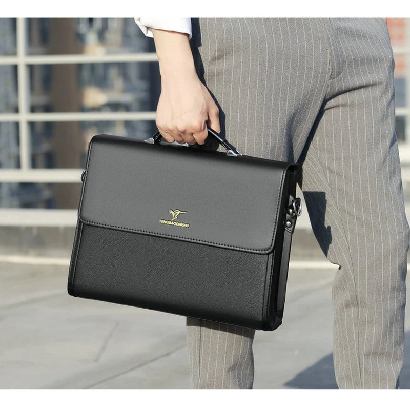 Leder Luxus Aktentaschen Für Männer Designer Arbeit Business Tote Bolsas Schwarz Handtasche Schulter Anwalt Platz A4 Seite Umhängetasche