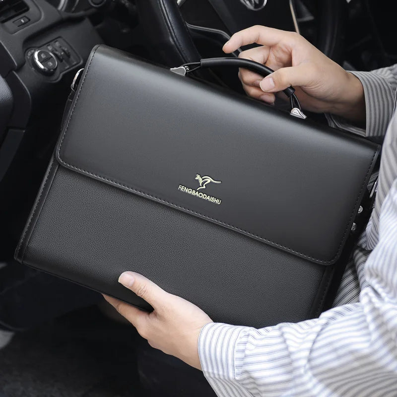 Leder Luxus Aktentaschen Für Männer Designer Arbeit Business Tote Bolsas Schwarz Handtasche Schulter Anwalt Platz A4 Seite Umhängetasche