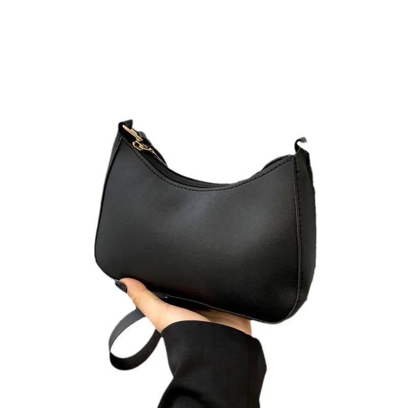Retro Unterarmtasche Damen Schleife Handtasche PU Leder Baguette Tasche Umhängetasche im westlichen Stil Achselfeuchtigkeit