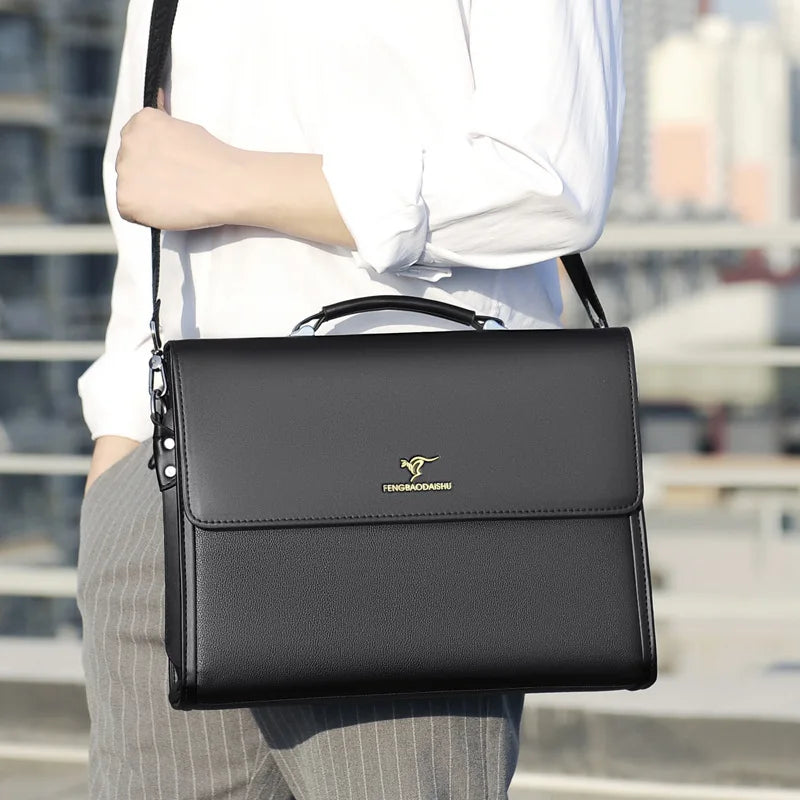 Leder Luxus Aktentaschen Für Männer Designer Arbeit Business Tote Bolsas Schwarz Handtasche Schulter Anwalt Platz A4 Seite Umhängetasche