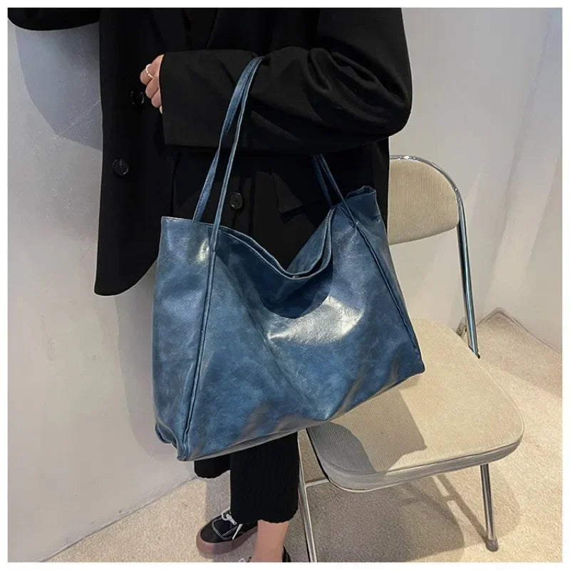 Frauen Einkaufstasche Mode Unterarm Tasche Große Kapazität Weiche Pu Leder Schulter Tasche Retro Umhängetasche Casual Tragbare BucketBags