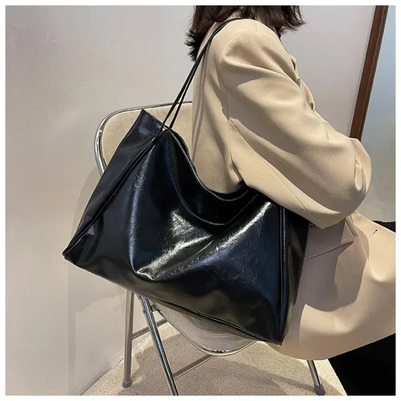 Frauen Einkaufstasche Mode Unterarm Tasche Große Kapazität Weiche Pu Leder Schulter Tasche Retro Umhängetasche Casual Tragbare BucketBags