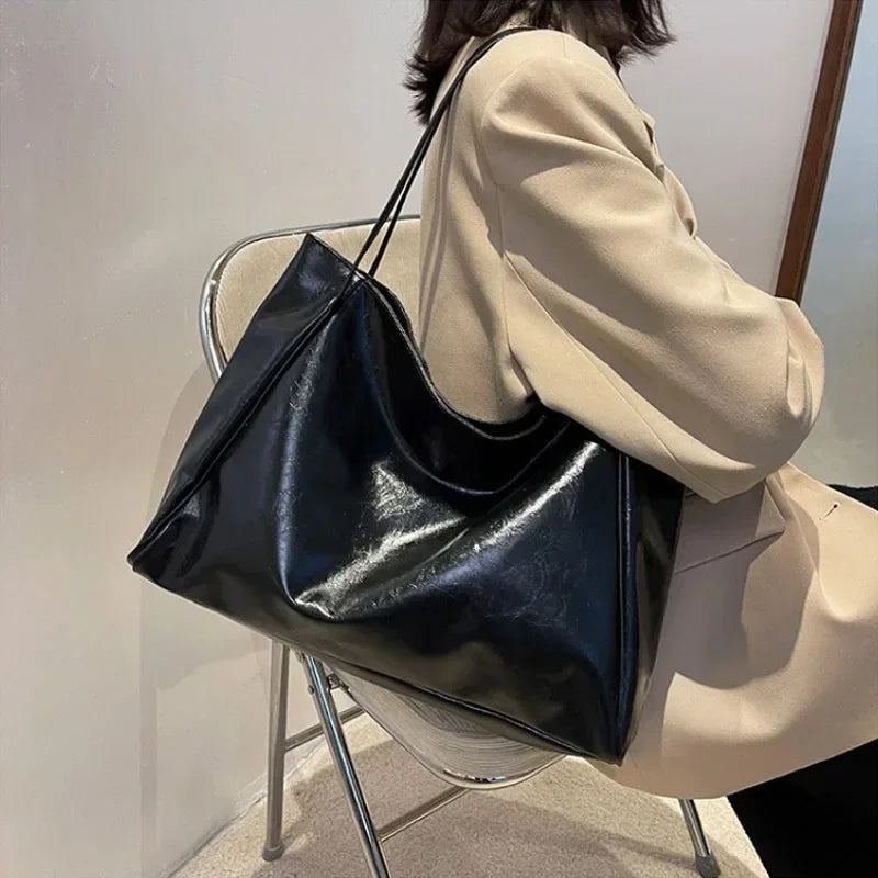 Frauen Einkaufstasche Mode Unterarm Tasche Große Kapazität Weiche Pu Leder Schulter Tasche Retro Umhängetasche Casual Tragbare BucketBags