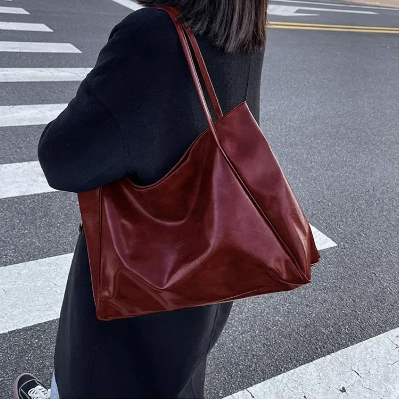 Frauen Einkaufstasche Mode Unterarm Tasche Große Kapazität Weiche Pu Leder Schulter Tasche Retro Umhängetasche Casual Tragbare BucketBags
