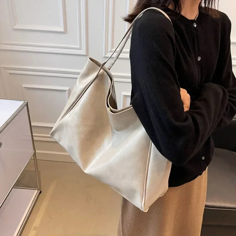 Frauen Einkaufstasche Mode Unterarm Tasche Große Kapazität Weiche Pu Leder Schulter Tasche Retro Umhängetasche Casual Tragbare BucketBags