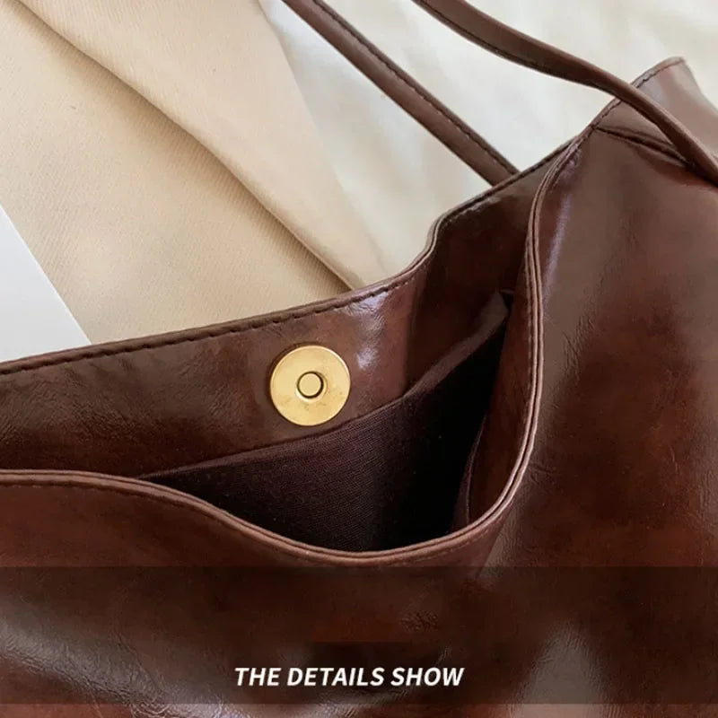 Frauen Einkaufstasche Mode Unterarm Tasche Große Kapazität Weiche Pu Leder Schulter Tasche Retro Umhängetasche Casual Tragbare BucketBags