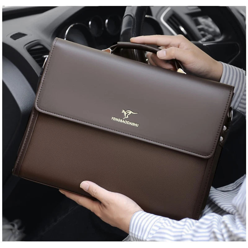 Leder Luxus Aktentaschen Für Männer Designer Arbeit Business Tote Bolsas Schwarz Handtasche Schulter Anwalt Platz A4 Seite Umhängetasche