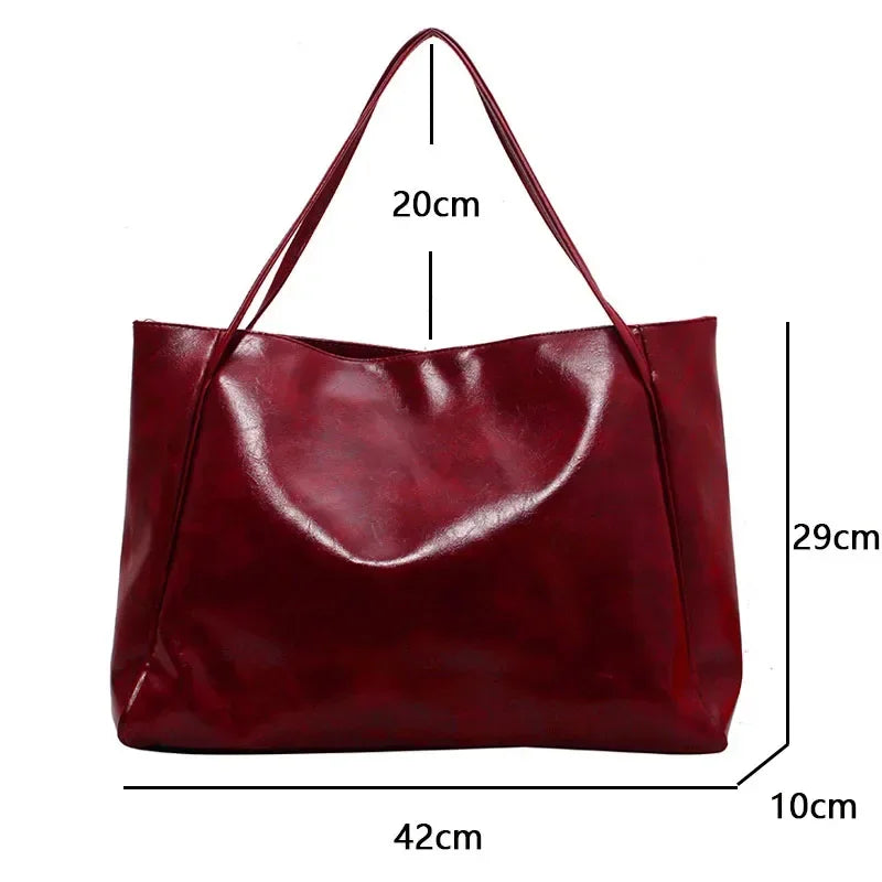 Frauen Einkaufstasche Mode Unterarm Tasche Große Kapazität Weiche Pu Leder Schulter Tasche Retro Umhängetasche Casual Tragbare BucketBags