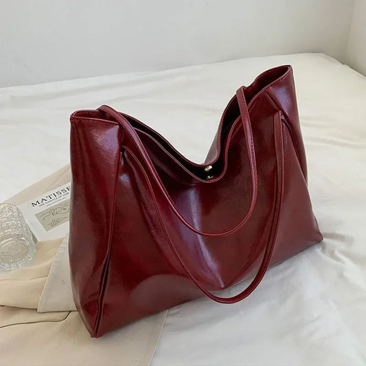 Frauen Einkaufstasche Mode Unterarm Tasche Große Kapazität Weiche Pu Leder Schulter Tasche Retro Umhängetasche Casual Tragbare BucketBags
