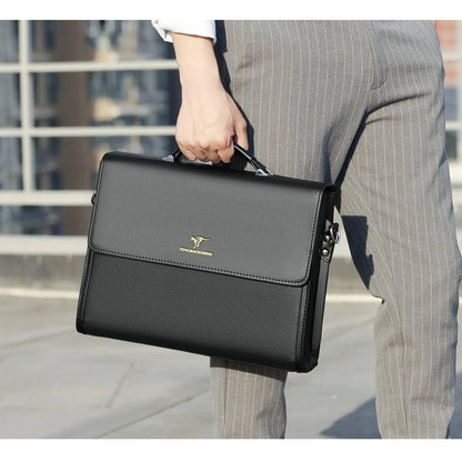 Leder Luxus Aktentaschen Für Männer Designer Arbeit Business Tote Bolsas Schwarz Handtasche Schulter Anwalt Platz A4 Seite Umhängetasche