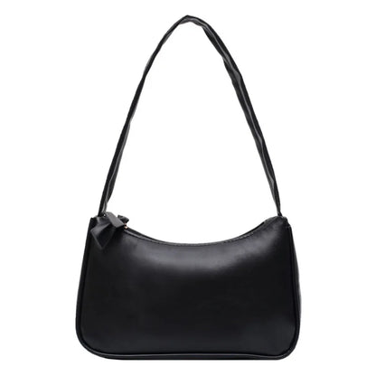 Retro Unterarmtasche Damen Schleife Handtasche PU Leder Baguette Tasche Umhängetasche im westlichen Stil Achselfeuchtigkeit