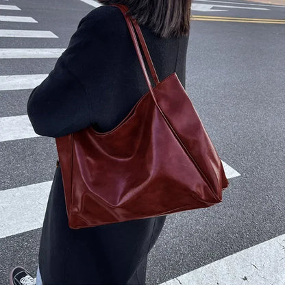 Frauen Einkaufstasche Mode Unterarm Tasche Große Kapazität Weiche Pu Leder Schulter Tasche Retro Umhängetasche Casual Tragbare BucketBags