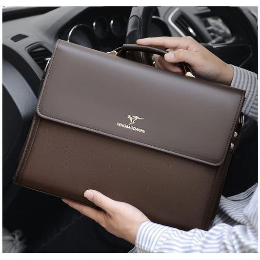 Leder Luxus Aktentaschen Für Männer Designer Arbeit Business Tote Bolsas Schwarz Handtasche Schulter Anwalt Platz A4 Seite Umhängetasche